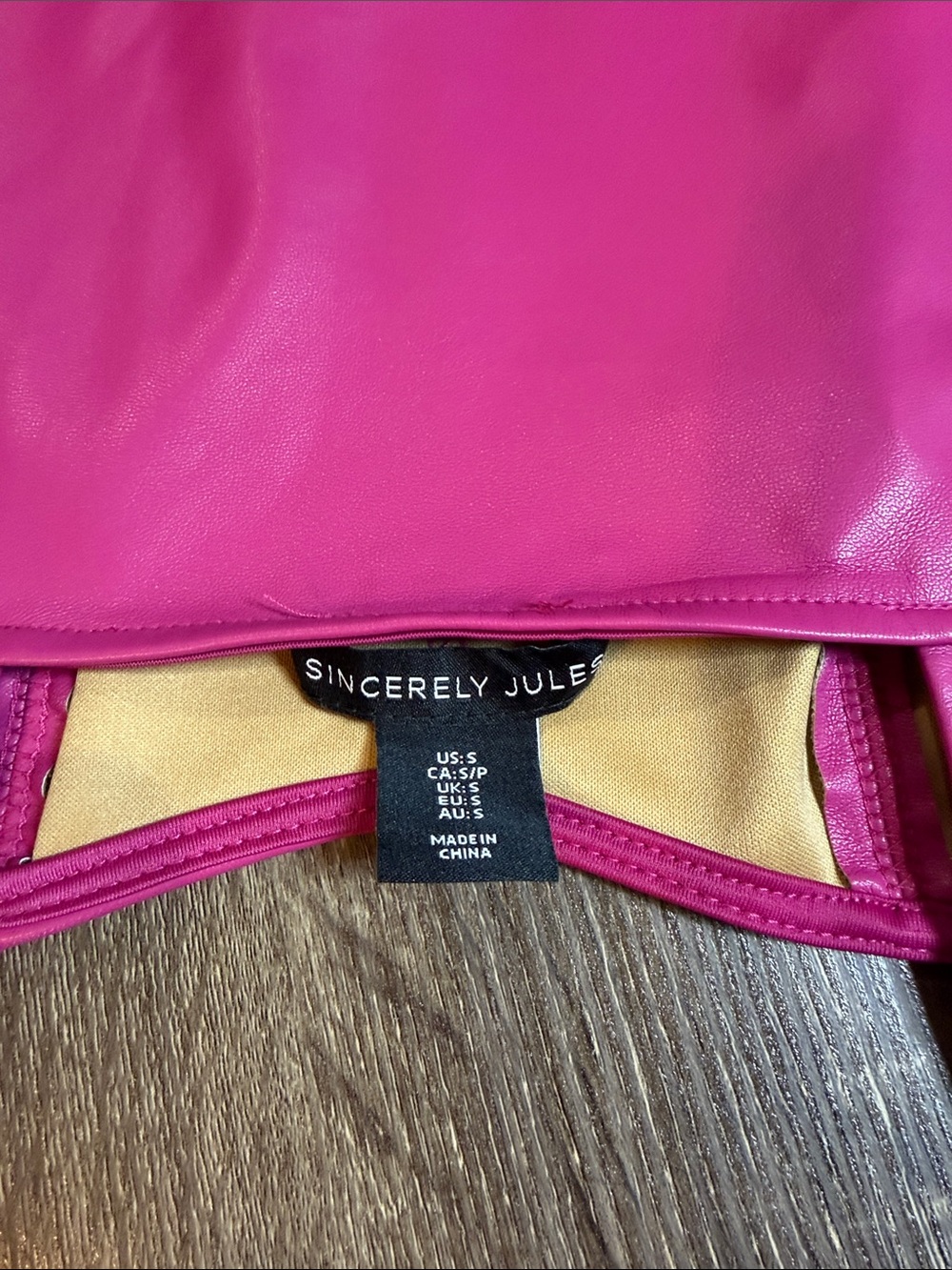 Sincerely Jules Hot Pink Faux Leather Corset Crop Top - Picture 3 of 3